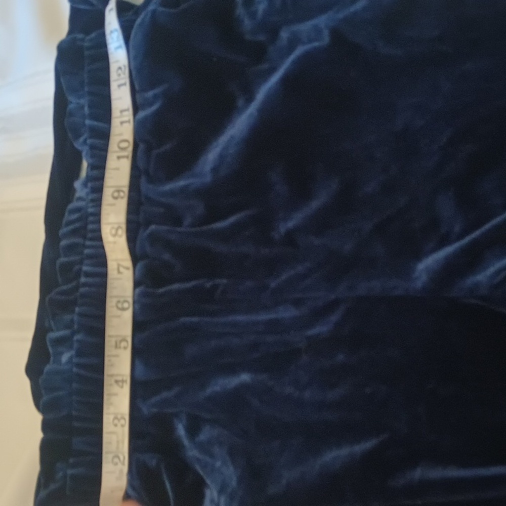 Crushed Velour Navy Blue Lounge Pants - Picture 2 of 4